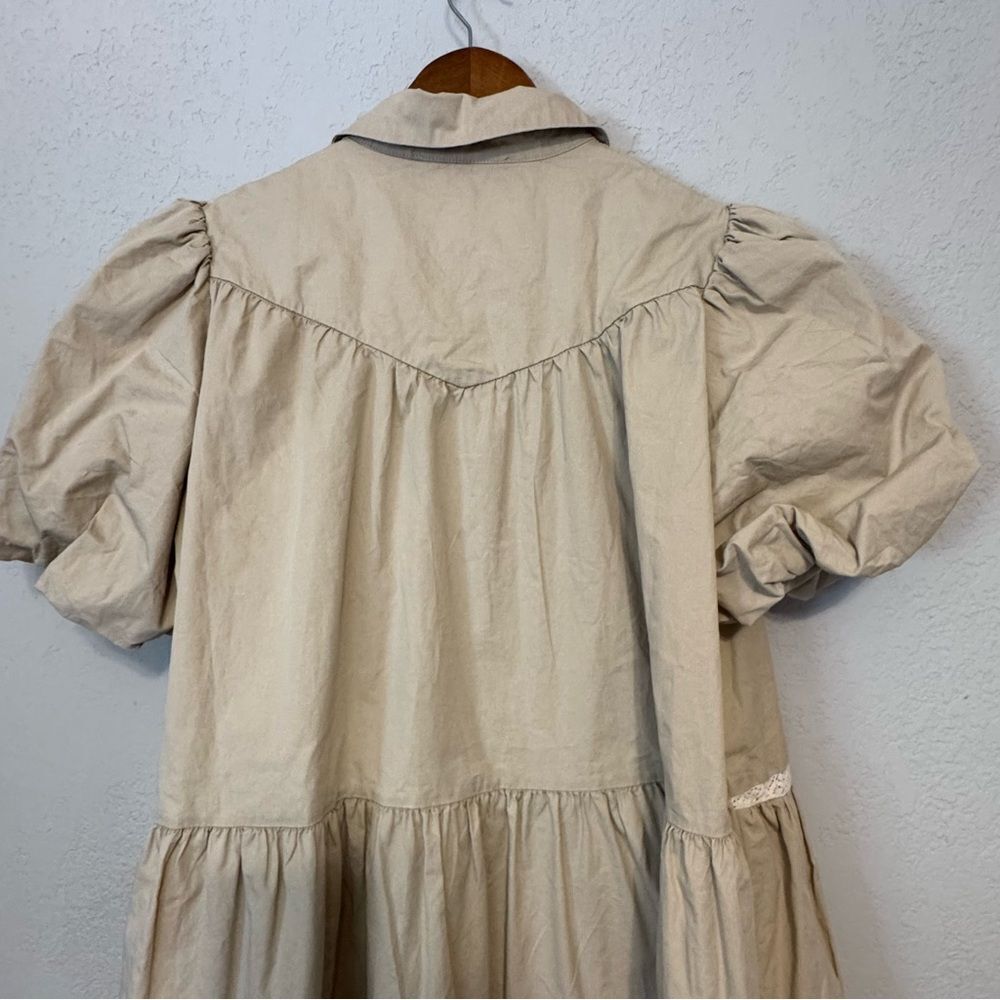 In The Beginning Beige Dress with Puff Sleeves - Picture 9 of 9